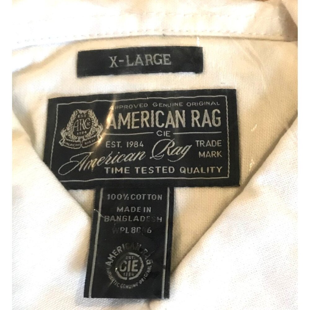 American Rag Dress Shirt Mens X-Large White Button Down 100% Cotton Black Pocket - Picture 3 of 4